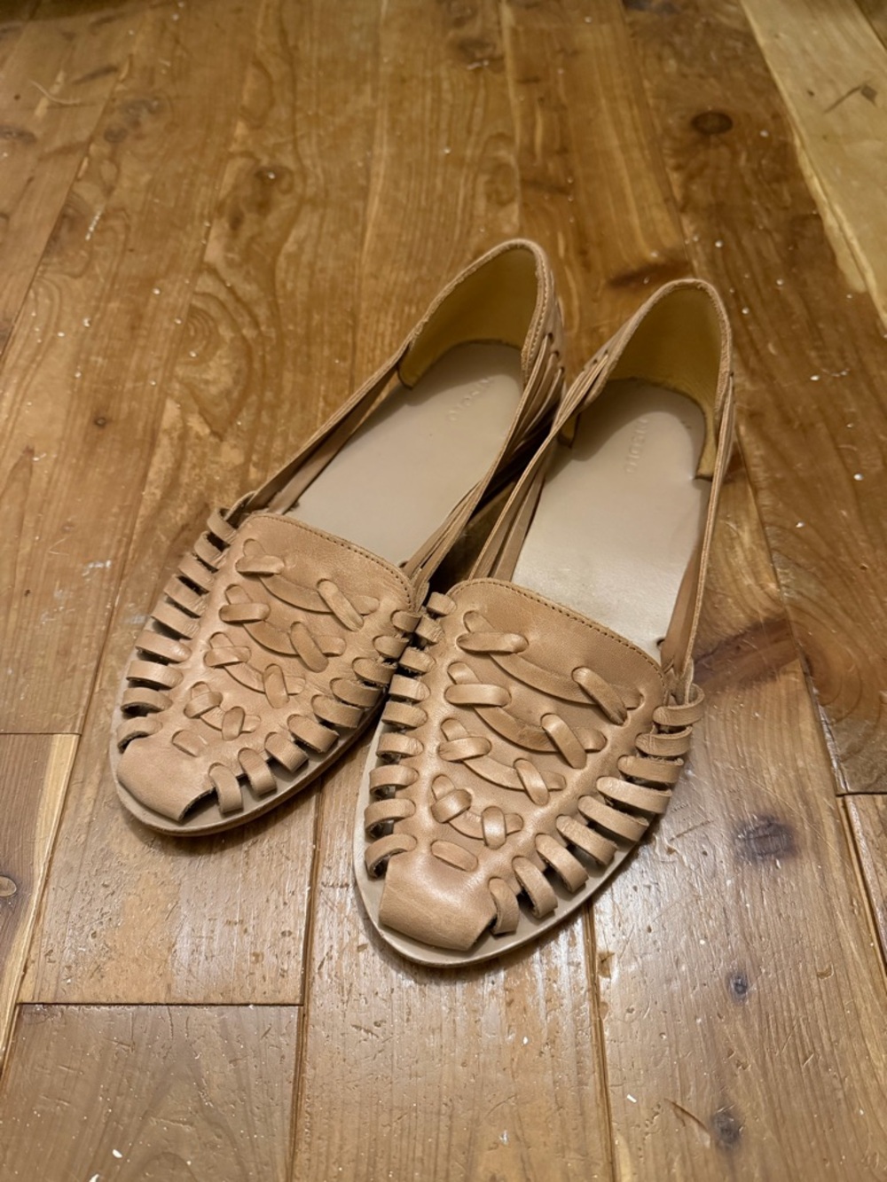 Nisolo Tan Leather Huarache Slip-On Flats
